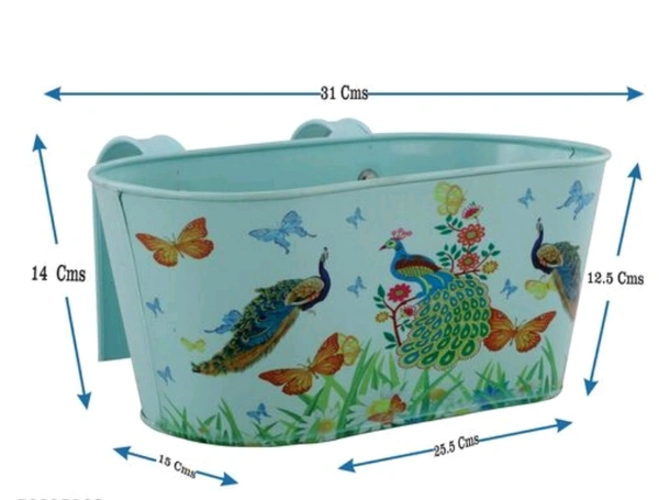  COPPER AART   Ocean Green  printed   Rectangle Hanging Metal Pot Holder With Detachable Double Hooks Set of 5 -  Free Size, Ocean Green,  Metal, Set of 5,  Rectangle